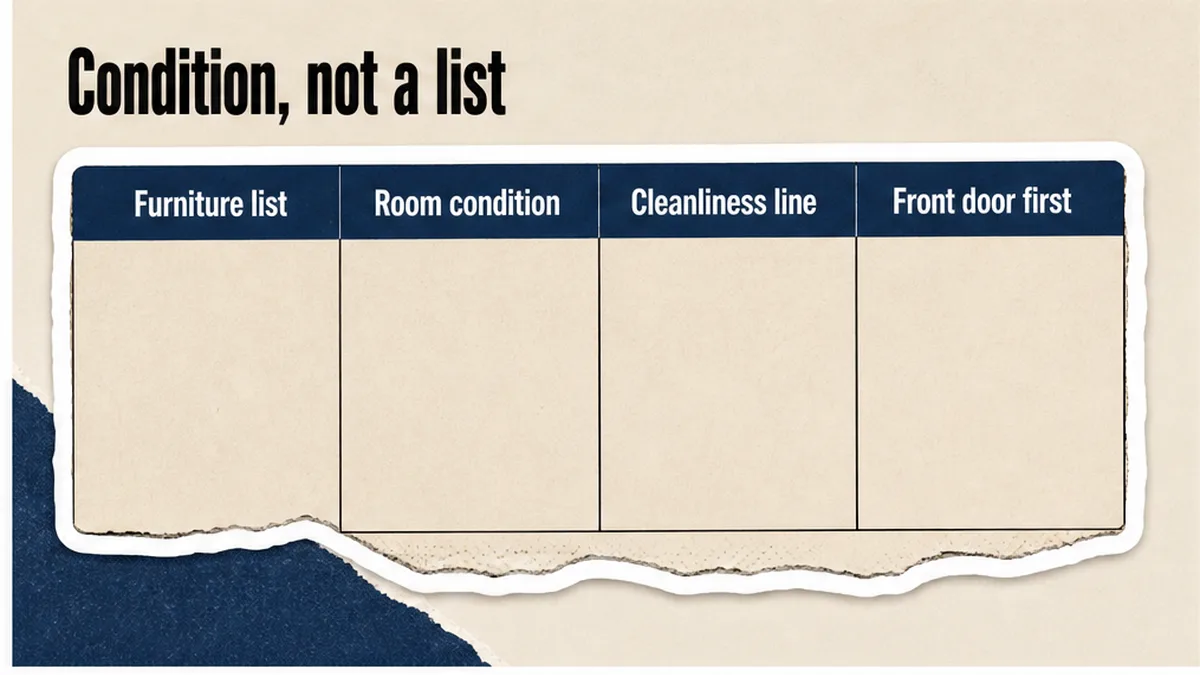 Schedule of condition versus a furniture list