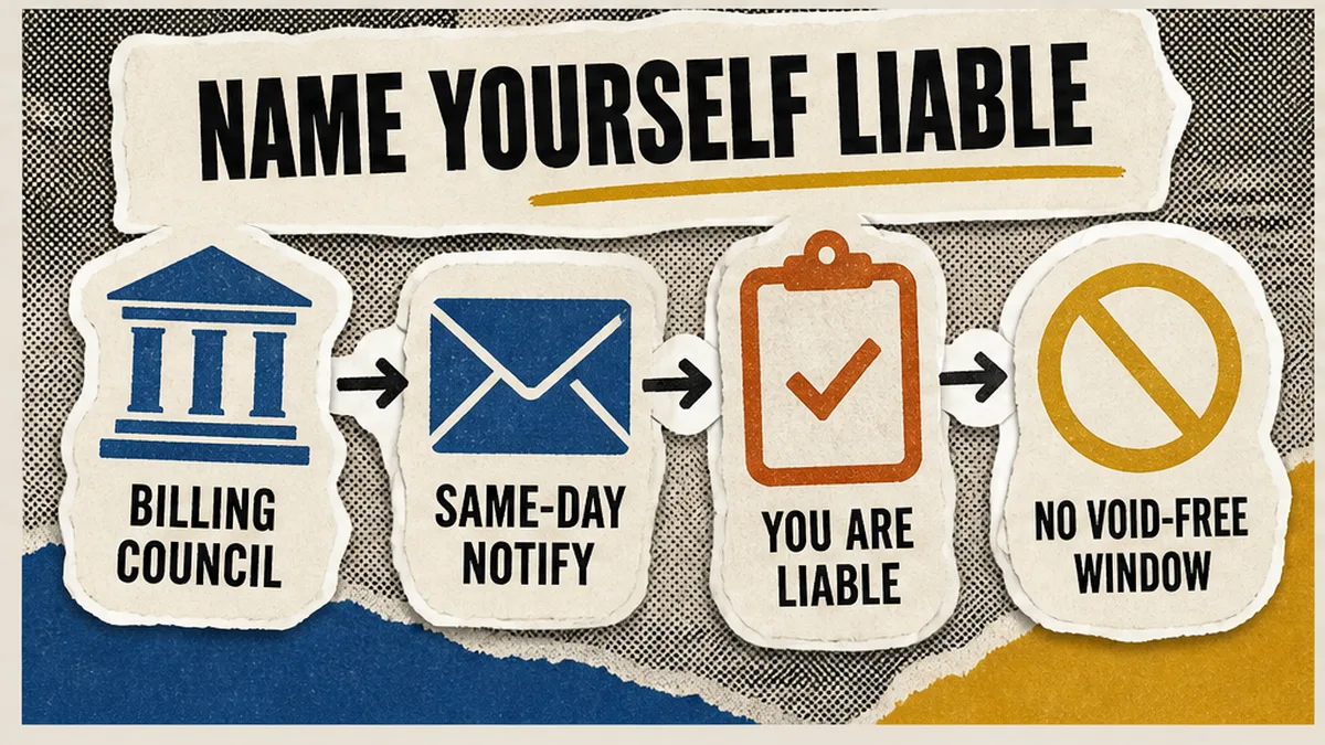 Same-day notify to the billing council that you are liable