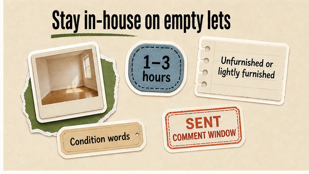 DIY stays in-house on an unfurnished let if you spend 1–3 hours and send a comment window