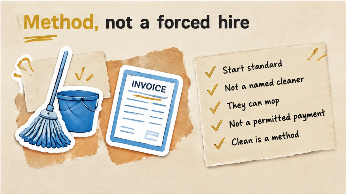Tenant mop versus a named-company invoice, no people