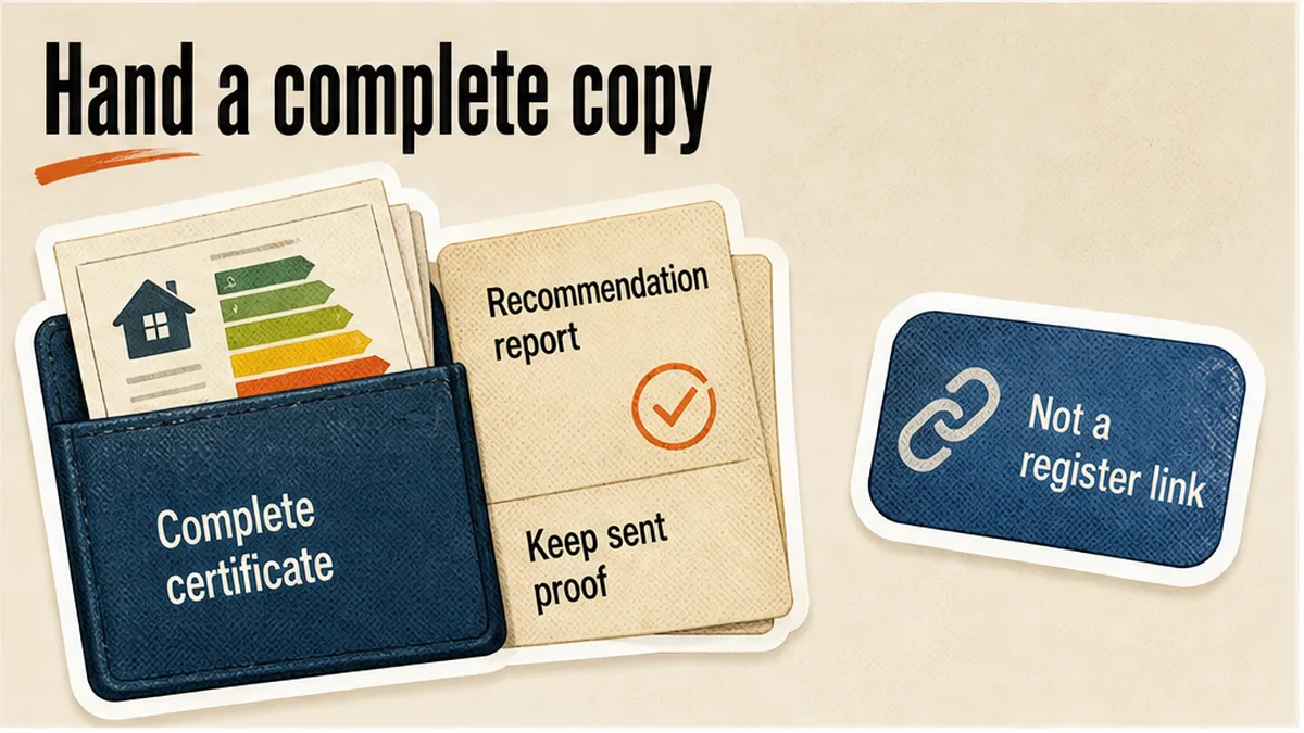 Complete certificate and recommendation report clipped into a tenancy wallet