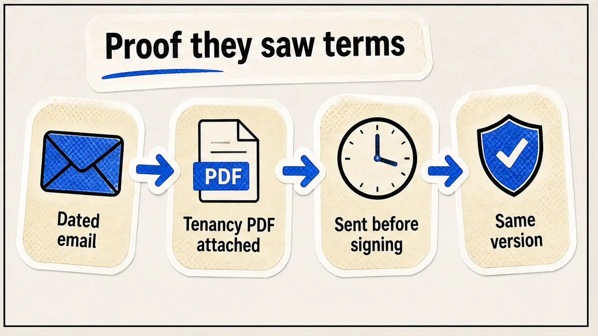 Workflow for proof they were given the tenancy PDF before signing