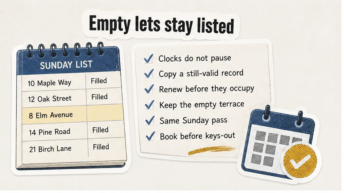 Monthly review list that still shows an empty terrace certificate row