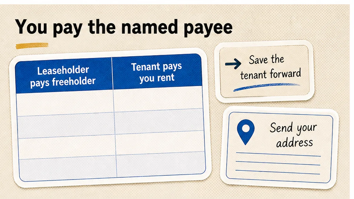 Leaseholder pays the named payee; the tenant only sees a forwarded PDF