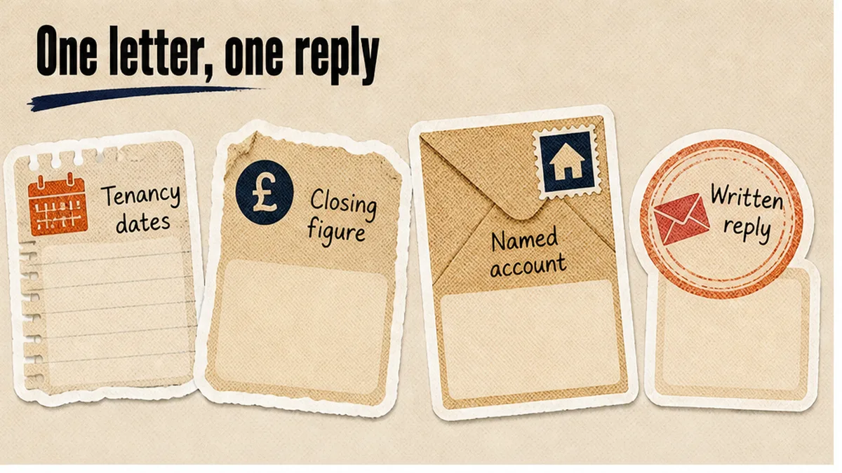 One supplier letter with tenancy dates closing figure and reply