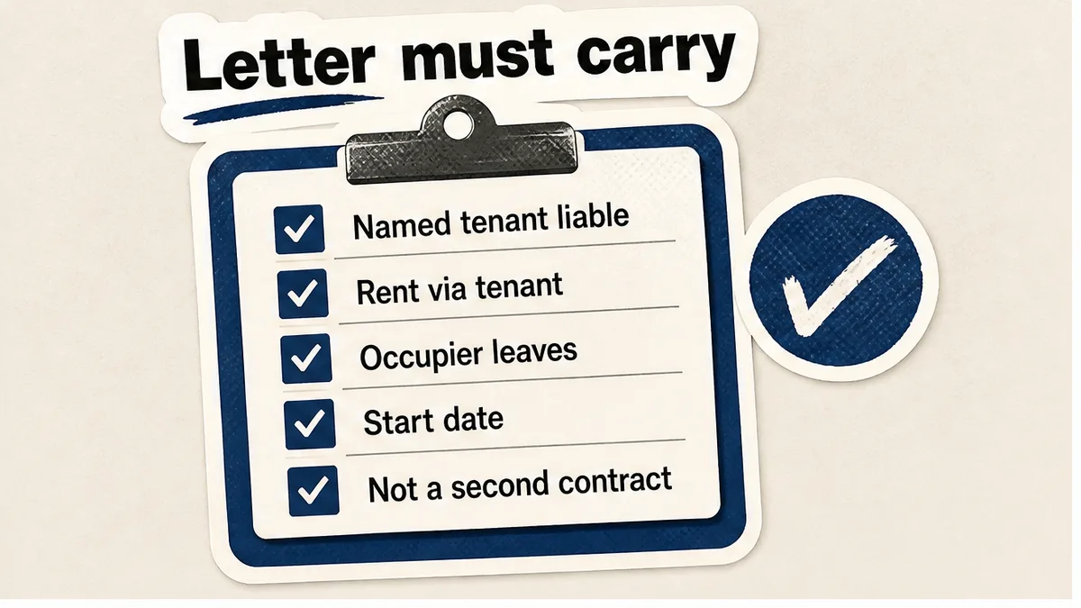 Checklist of fields in the short occupier permission letter