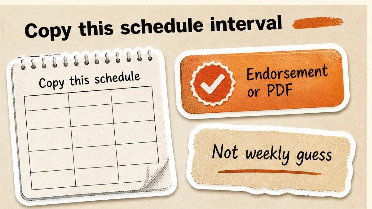 Checklist to copy this policy's inspection interval from the schedule, not a weekly guess