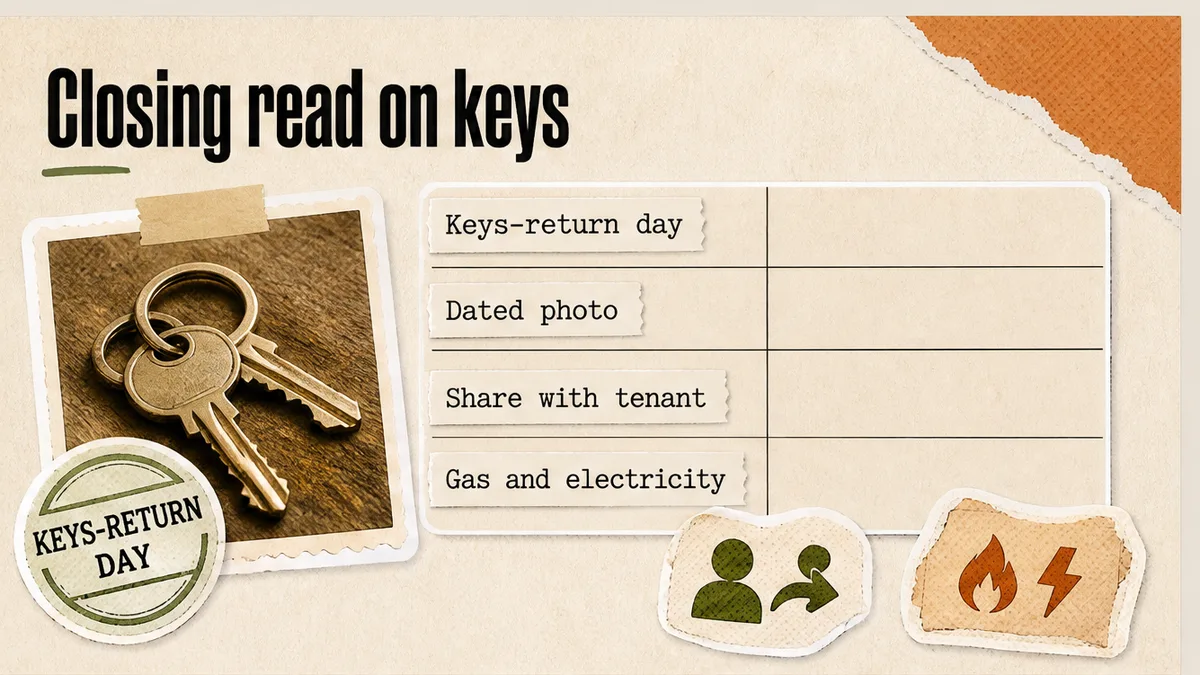 Closing gas and electricity reading on key-return day